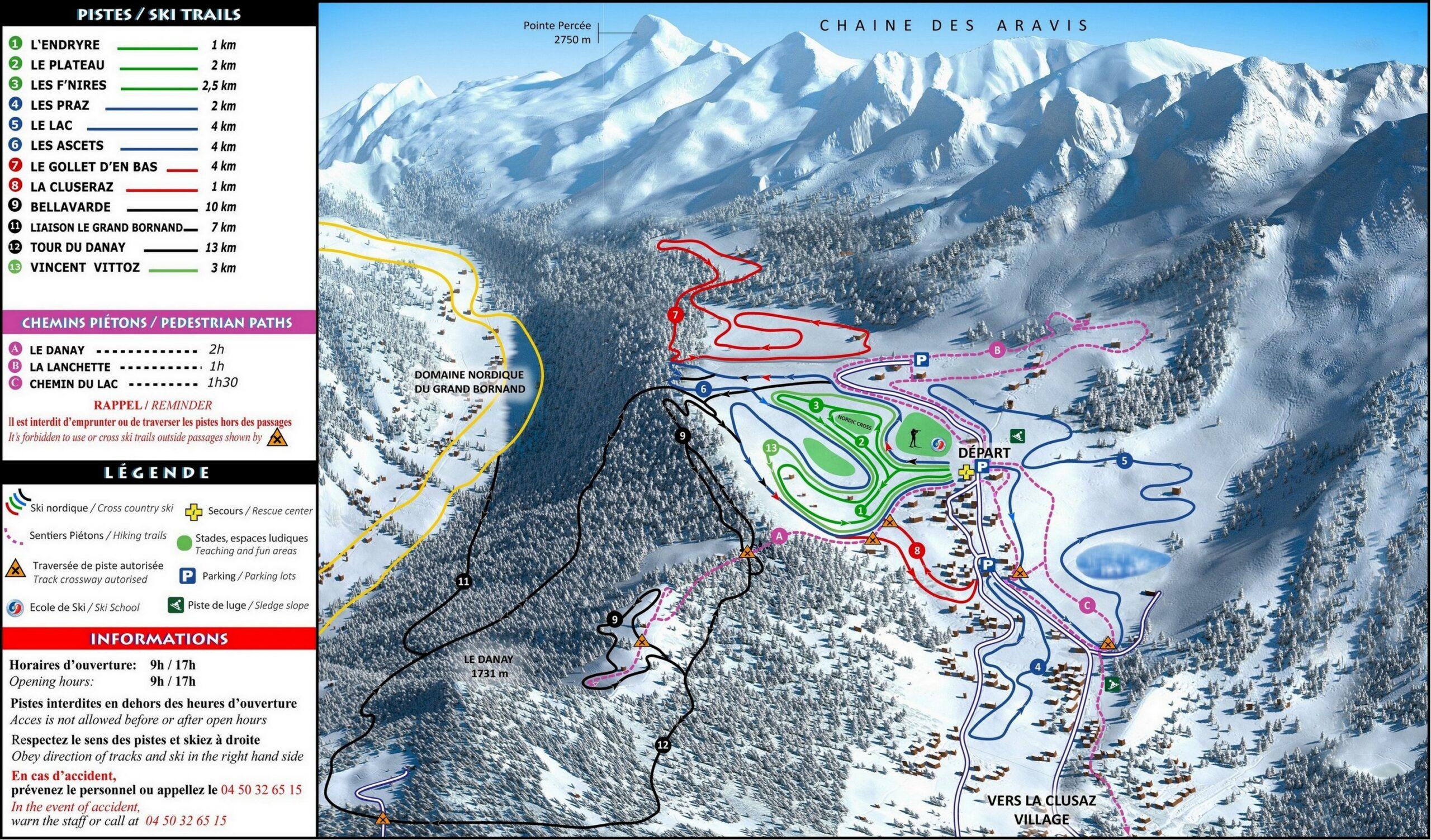 Carte des pistes de la chaine des aravis